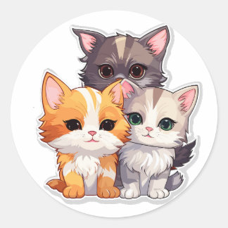 Trio of Adorable Kittens Classic Round Sticker