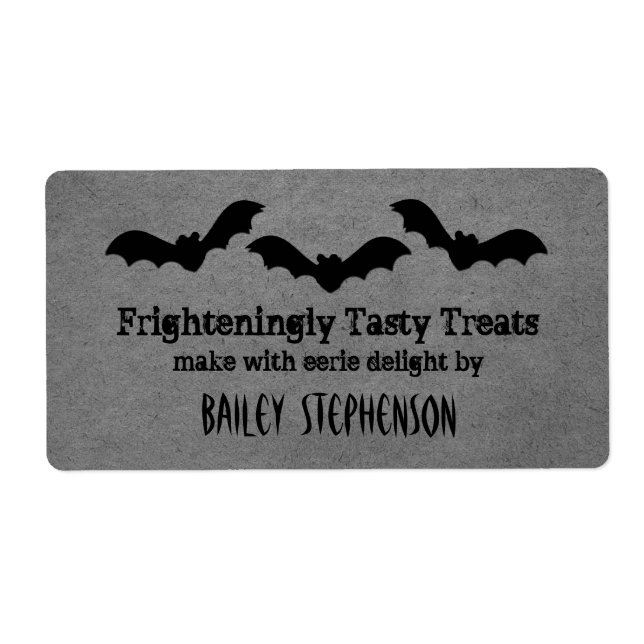 Trio of Bats Halloween Baking Labels, Grey (Front)