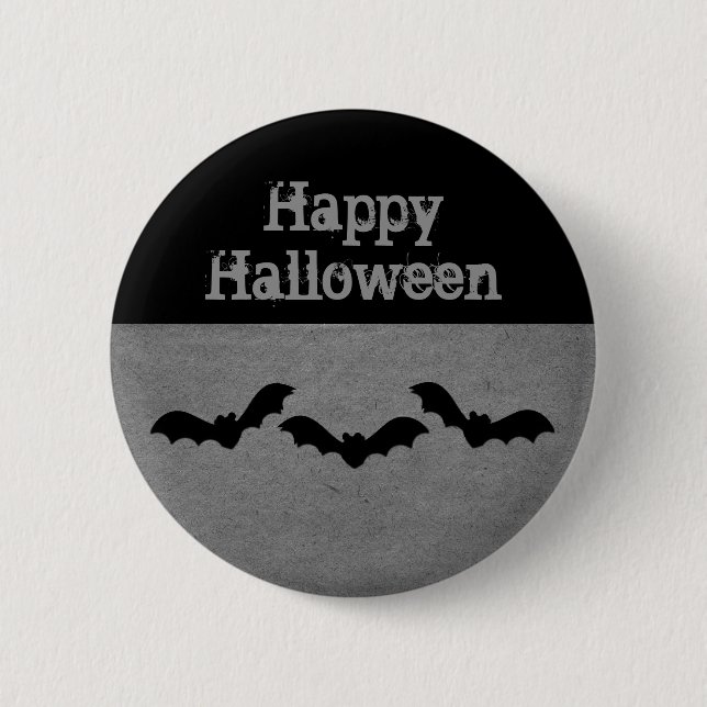 Trio of Bats Halloween Button, Grey 6 Cm Round Badge (Front)