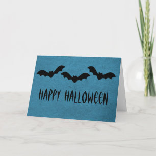 Trio of Bats Halloween Greeting Card, Dark Blue Card