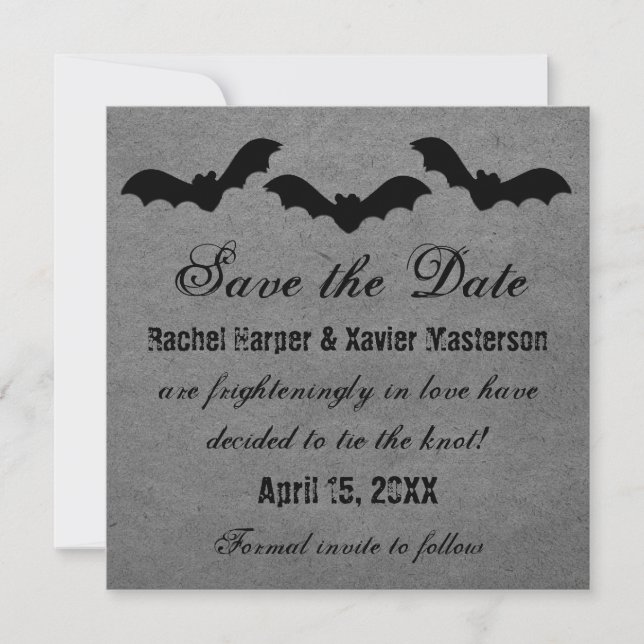 Trio of Bats Halloween Save the Date Invite (Front)