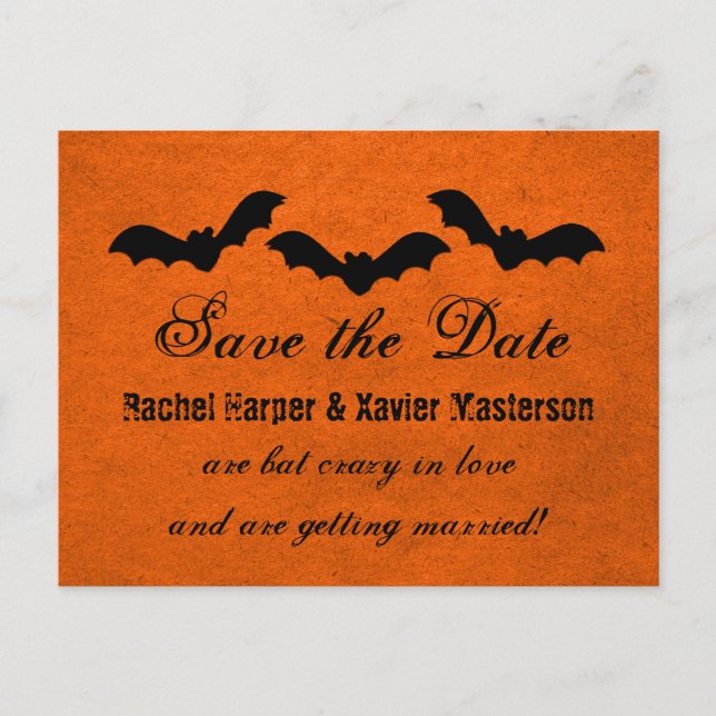 Trio of Bats Halloween Save the Date Postcard (Front)