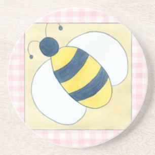 Trio of Bees with Flowers Coaster