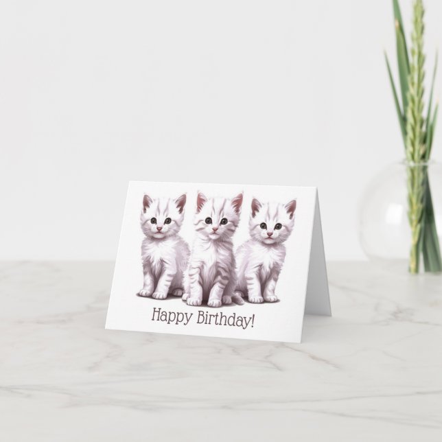 Trio of Black Kittens Folded Card (Front)