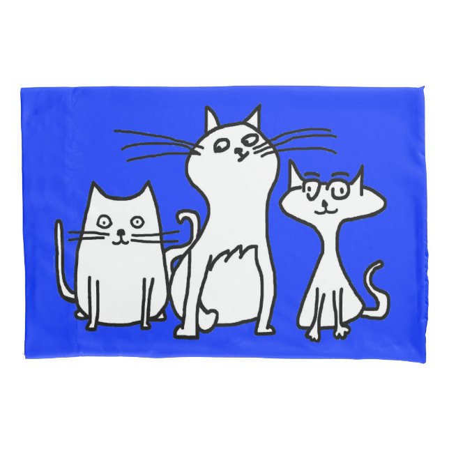 Trio Of Cartoon Cats Pillowcase (Front)
