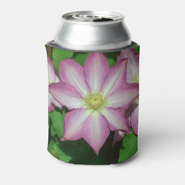 Trio of Clematis Pink and White Spring Vine Can Cooler (Can Back)