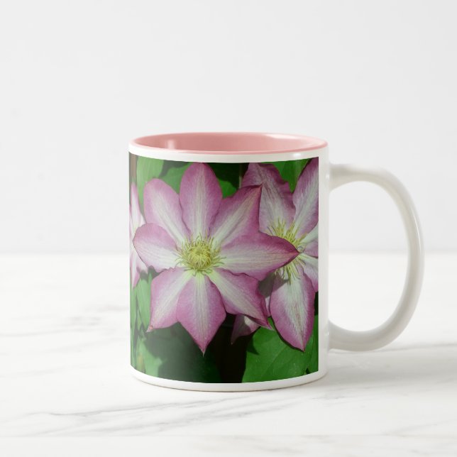 Trio of Clematis Pink and White Spring Vine Two-Tone Coffee Mug (Right)