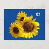 Trio of Cut Out Sunflowers Photo on Blue