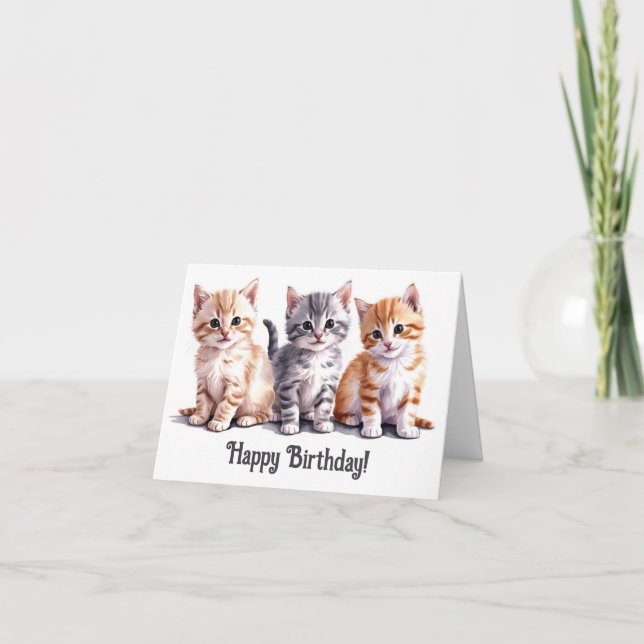Trio of Cute Kittens Folded Card (Front)