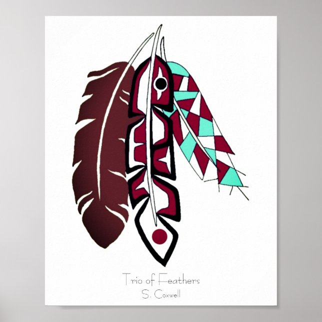 Trio of Feathers Original Art Poster (Front)