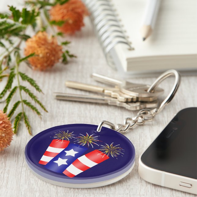 Trio of Firecrackers for the 4th of July Key Ring (Front Right)