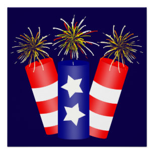 Trio of Firecrackers for the 4th of July Poster