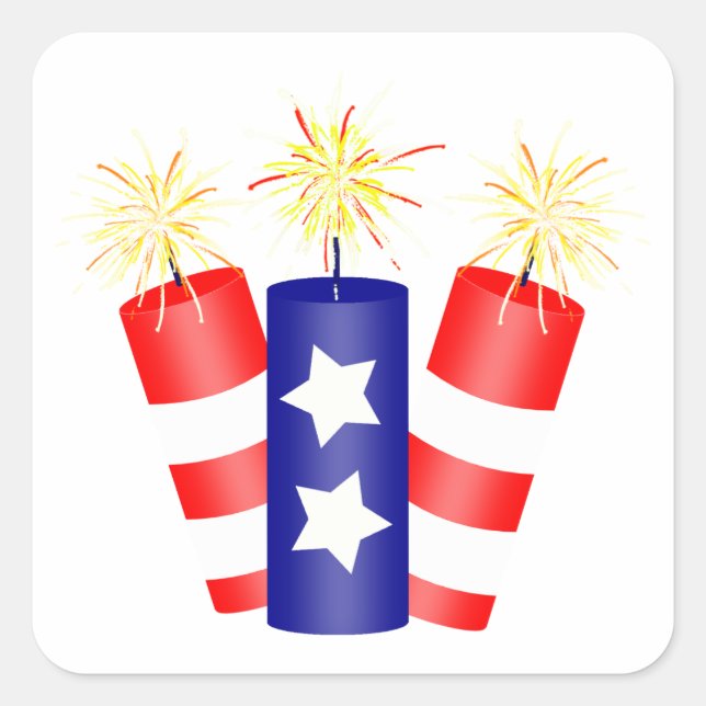 Trio of Firecrackers for the 4th of July Square Sticker (Front)