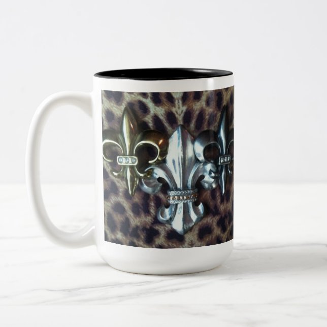 Trio of  Fleur de lis Two-Tone Coffee Mug (Left)