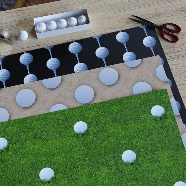 Trio of Golf Ball Designs for Golfers Wrapping Paper Sheet (Creator Uploaded)