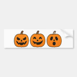 Trio of Halloween Pumpkin Stickers – Angry, Happy