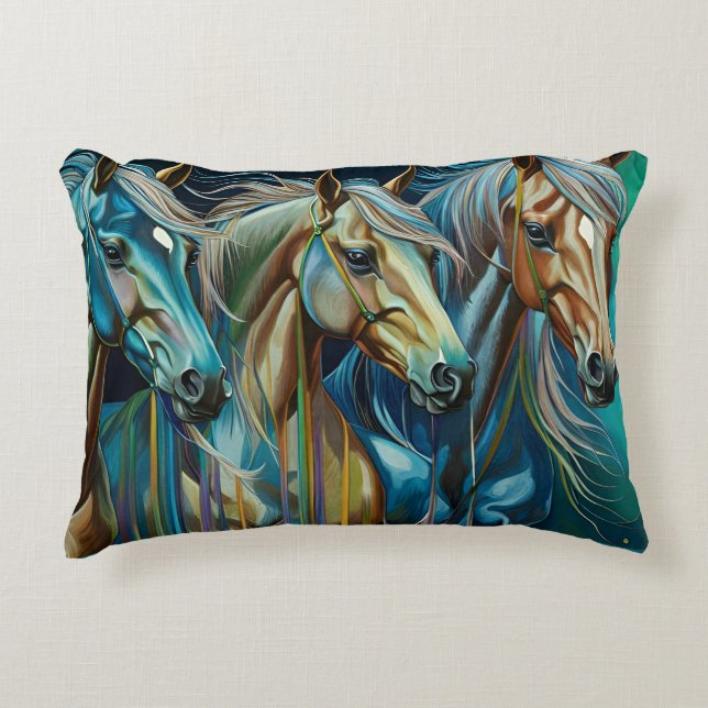Trio of Horses  Decorative Cushion (Front)