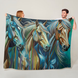 Trio of Horses  Fleece Blanket