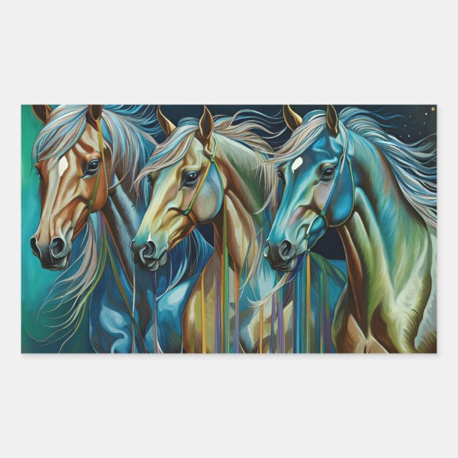 Trio of Horses  Rectangular Sticker (Front)