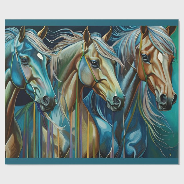 Trio of Horses  Wrapping Paper (Flat)
