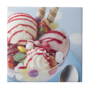 Trio of Ice Cream and Sweet Sundae Ceramic Tile