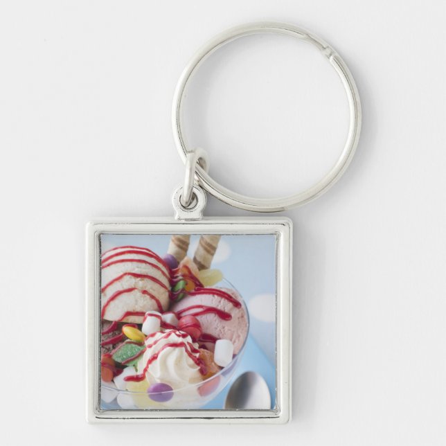 Trio of Ice Cream and Sweet Sundae Key Ring (Front)