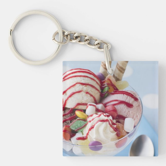 Trio of Ice Cream and Sweet Sundae Key Ring (Front)
