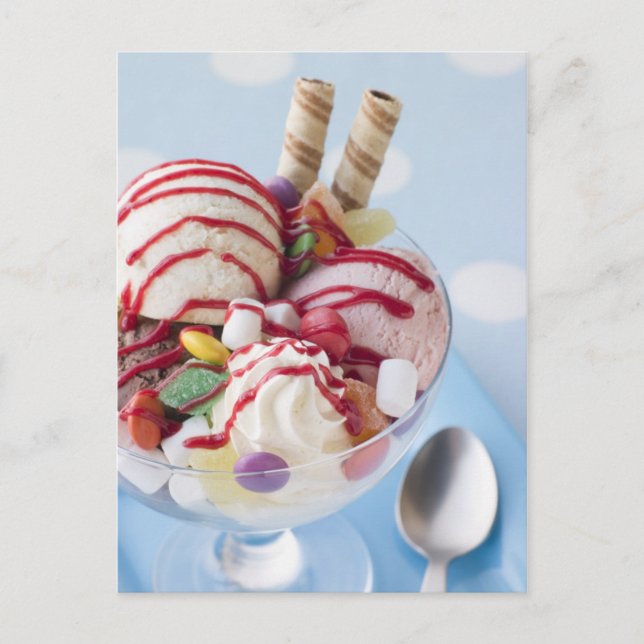 Trio of Ice Cream and Sweet Sundae Postcard (Front)