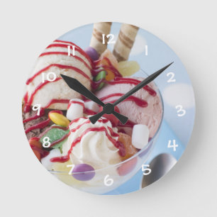 Trio of Ice Cream and Sweet Sundae Round Clock