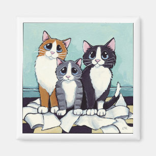 Trio of Likely Suspects   Cat Art Magnet