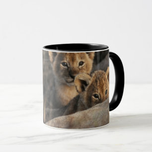 Trio of Lion Cubs with Mother Mug