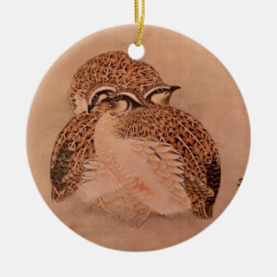Trio of Quail Ceramic Tree Decoration