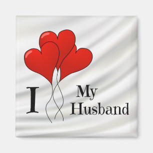 Trio of Red Heart Balloons I Love My Husband Magnet