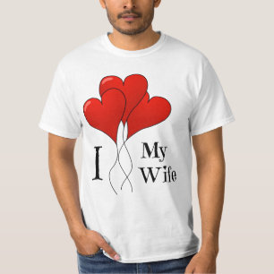 Trio of Red Heart Balloons I Love My Wife T-Shirt