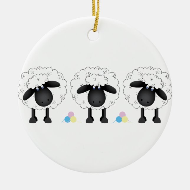 Trio Of Sheep Ceramic Ornament (Front)