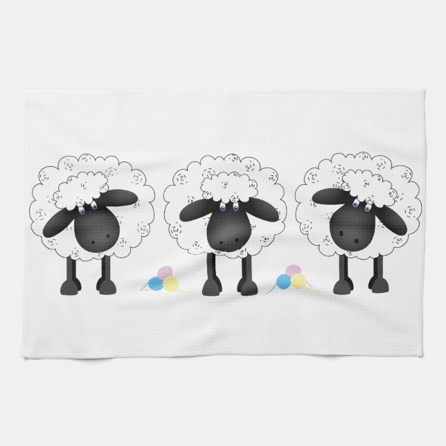 Trio Of Sheep Tea Towel (Horizontal)