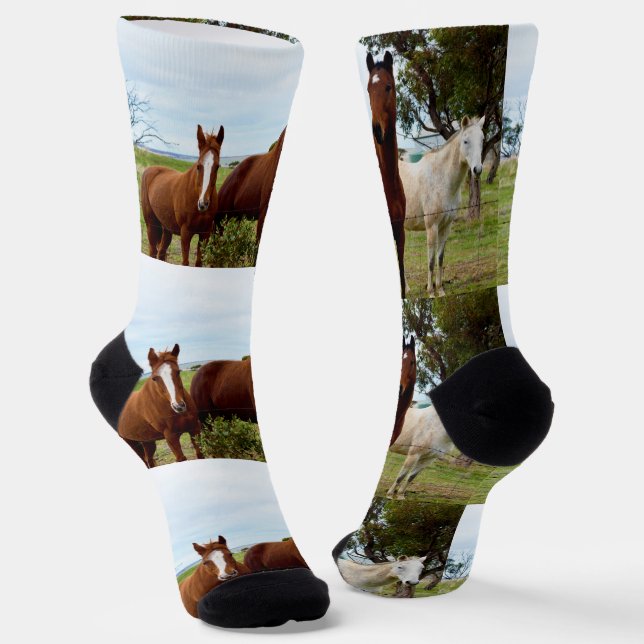 Trio Of Sweet Horses, Crew Socks (Angled)