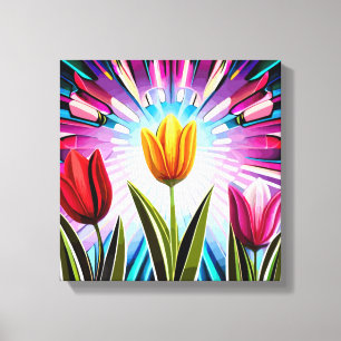 Trio of Tulips: A Burst of Springtime Beauty Canvas Print