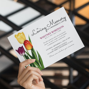 Trio of Tulips In Loving Memory   Funeral Invitation
