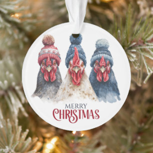 Trio of Winter Chickens Christmas  Ornament