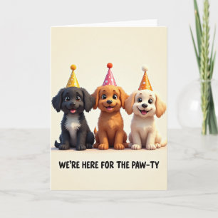 Trio Puppy Party Birthday Card