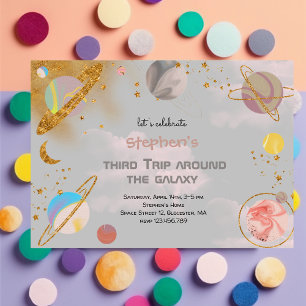 Trip around the galaxy space adventure birthday invitation