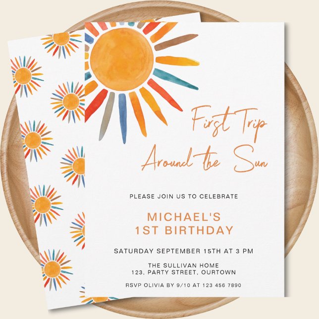 Trip Around The Sun 1st Birthday Invitation (Creator Uploaded)