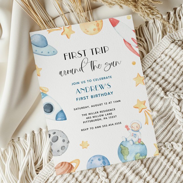 Trip Around The Sun Outer Space Birthday  Invitation (Creator Uploaded)