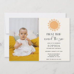 Trip Around the Sun Photo Birthday Invitation