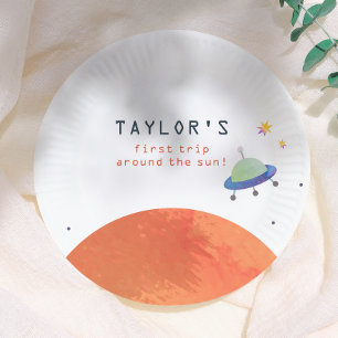 Trip Around The Sun   Space Boy Birthday Paper Plate