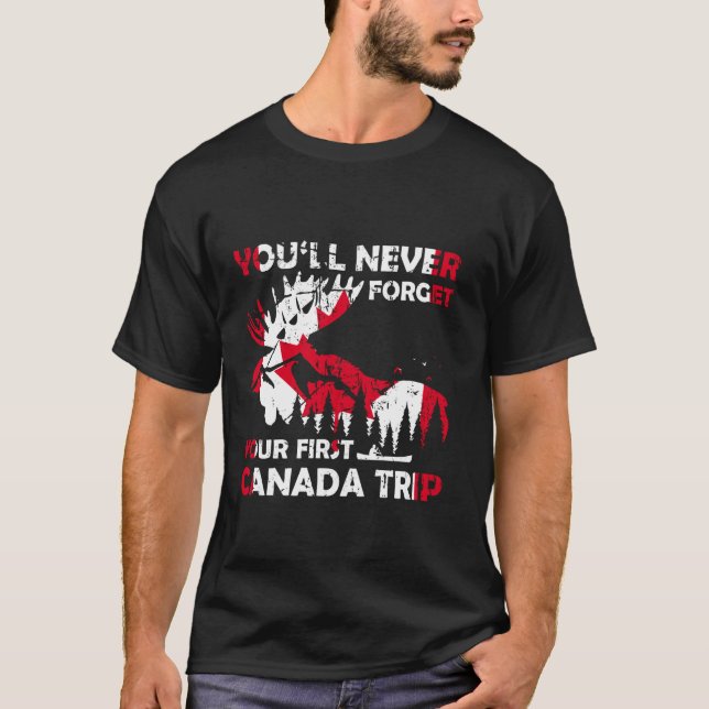 Trip Canada Flag Moose Canada T-Shirt (Front)