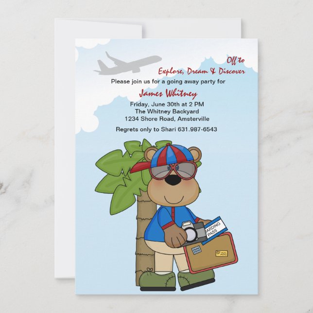 Trip Ready Teddy Going Away Party Invitation (Front)
