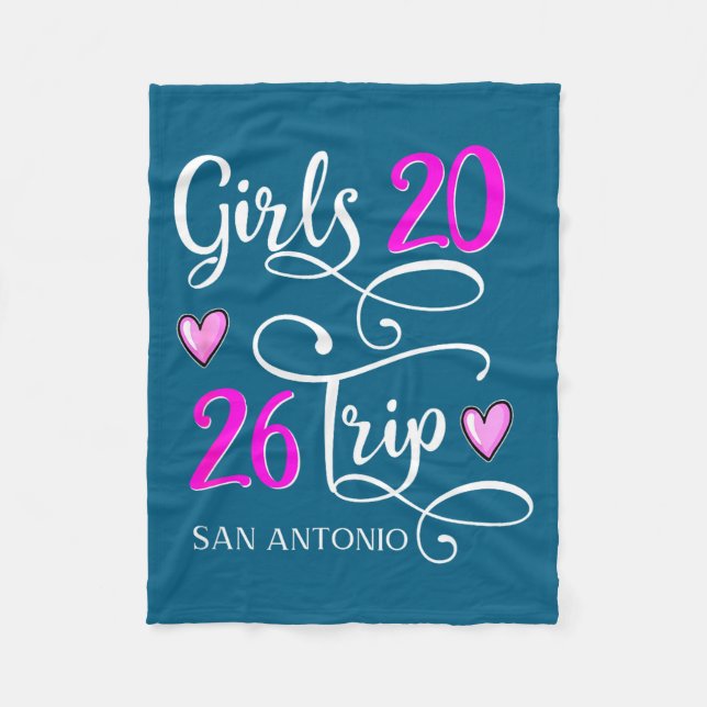 Trip San Antonio Vacation Group Illustration Fleece Blanket (Front)