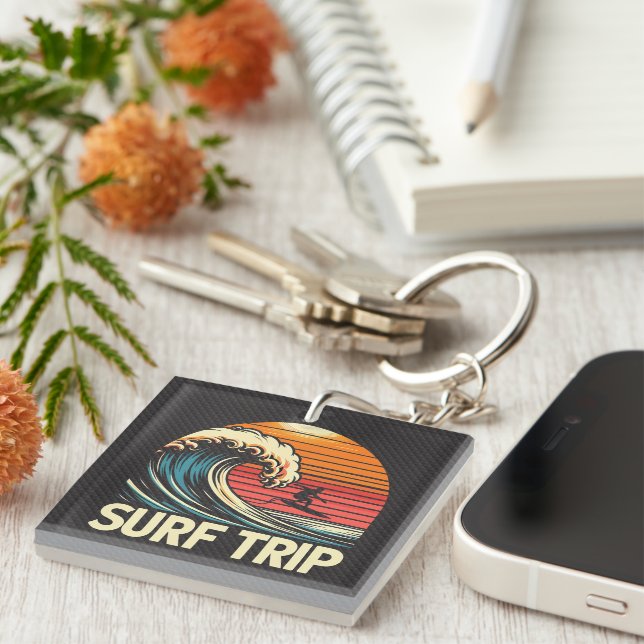 Trip Surf Retro Sunset Key Ring (Front Right)